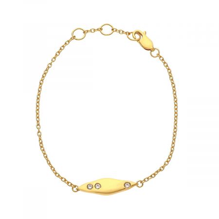 Charm with Gold Plated Silver White Topaz Gold Plated Silver Bracelet