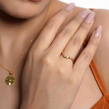 Small Nugget Stacking Gold Plated Silver Ring